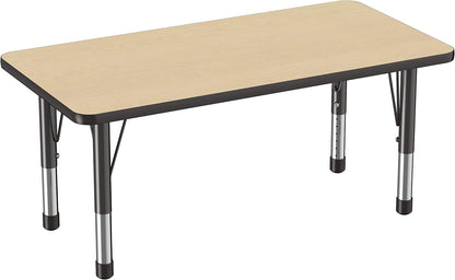 FDP Rectangle Activity School and Kids Classroom Table (24 x 48 inch), Toddler Legs, Adjustable