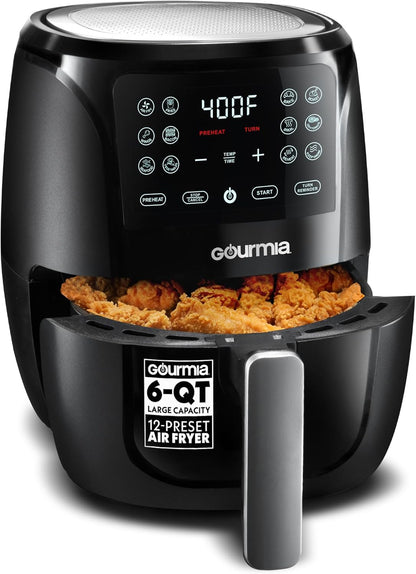 Gourmia Air Fryer 6 QT Digital – Guided Cooking with 12 One‑Touch Presets, FryForce 360 Large XL