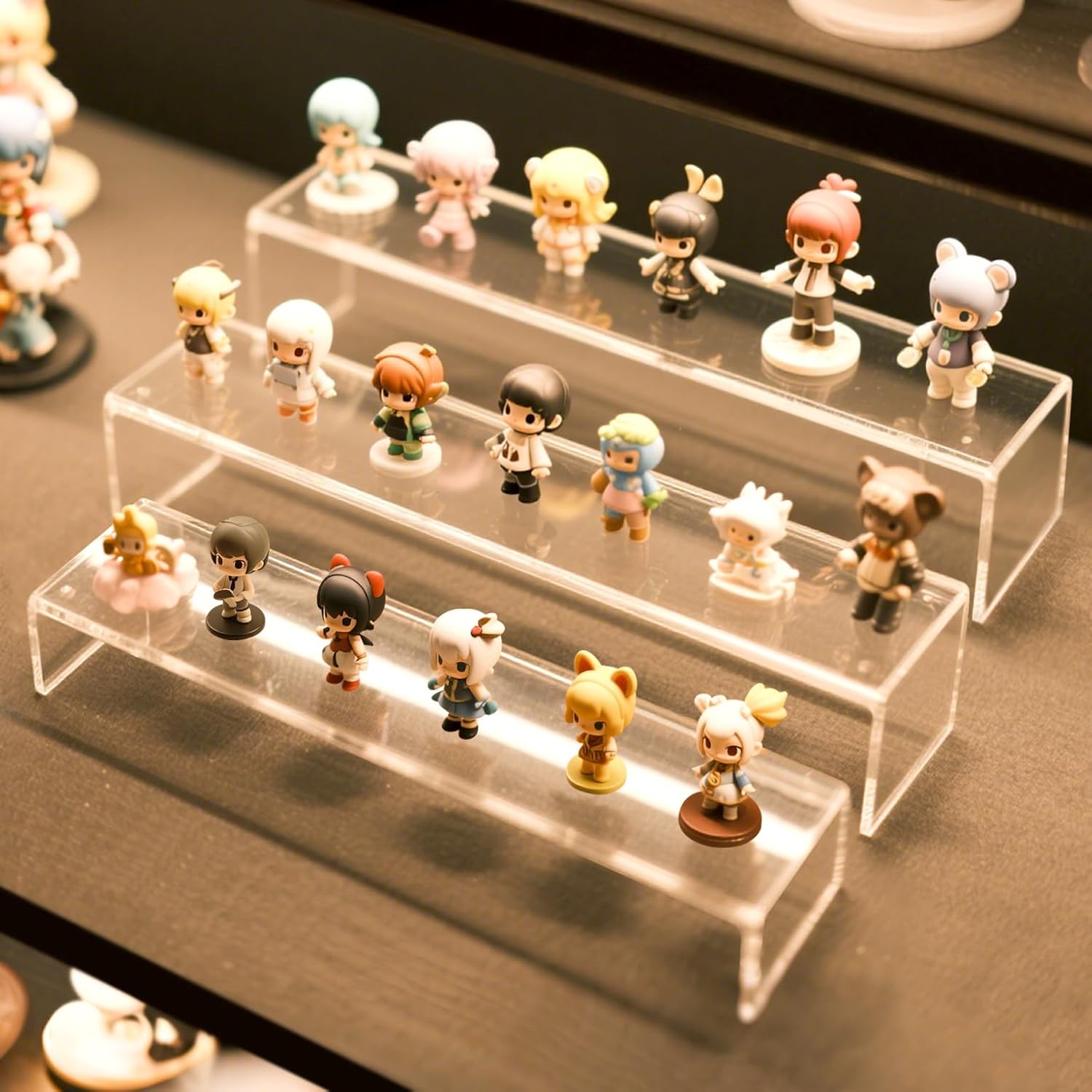 Acrylic Display Risers,12'' Large Display Stands, Thickened to 0.2''(5mm) Stackable Acrylic Shelves