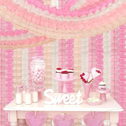 Pink-White Peach Party-Decorations Streamers Garland - 157Ft Four-Leaf Clover Hanging