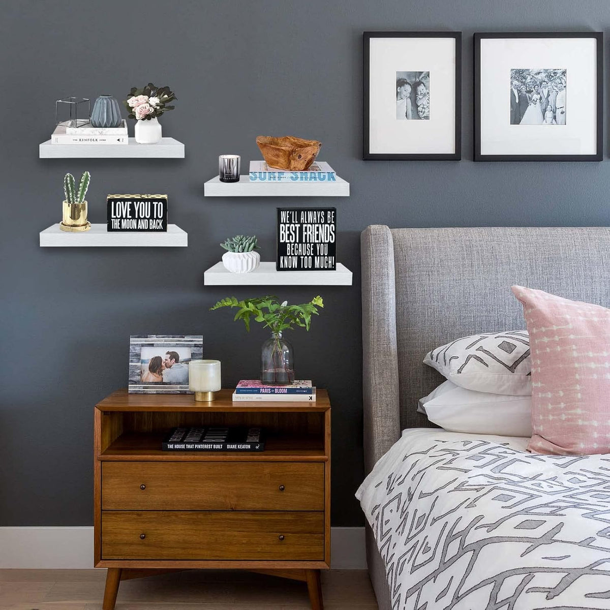 QEEIG Floating Shelves for Wall Bathroom Shelf Bedroom Kitchen Living Room Farmhouse Small Book