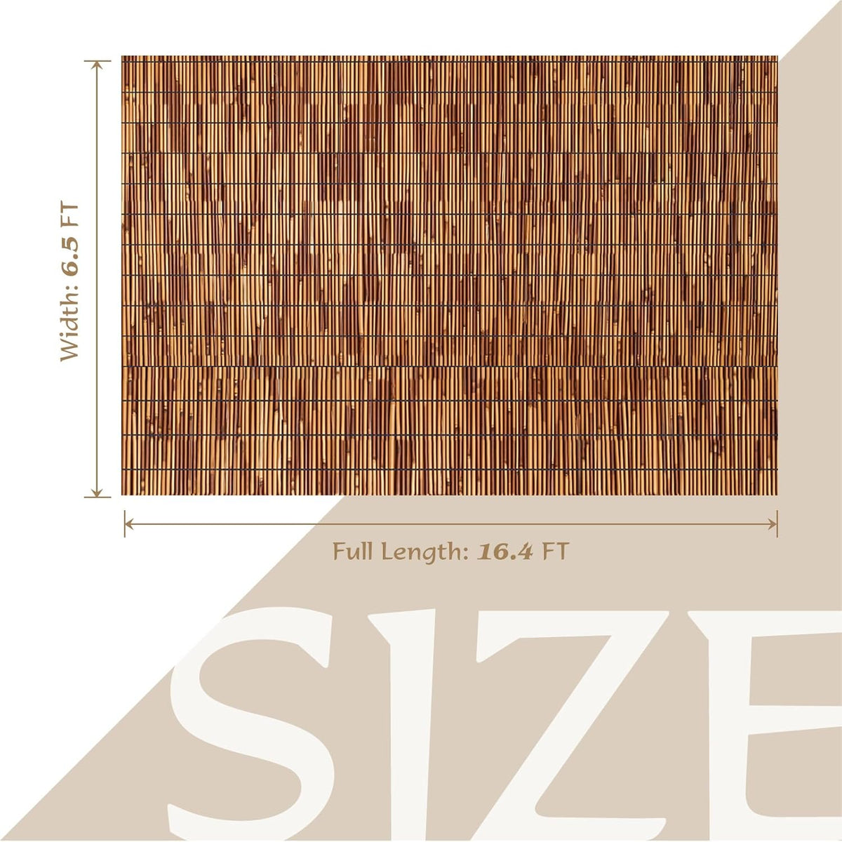 Natural Reed Fencing Rolls,6.5FT X 9.8FT Reed Screen Curtain Fence Covering Privacy Bamboo for