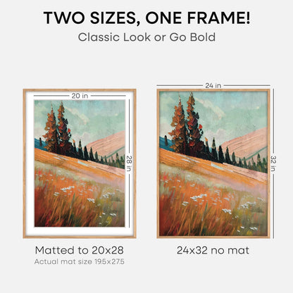 Homeforia 32x24 Poster Frame Wood, High End Natural Oak 24x32 Large Picture Frame with Mat 20x28