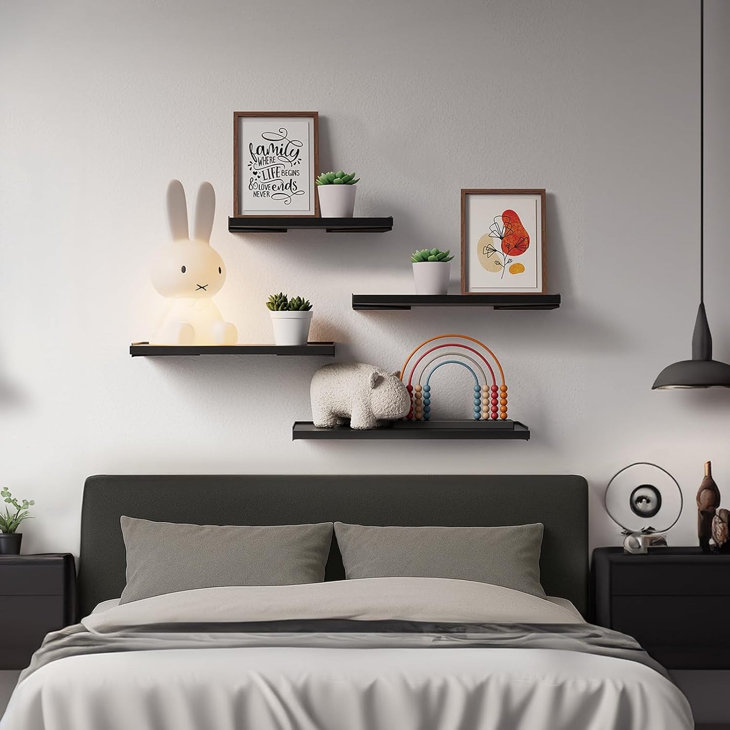 BAYKA Wall Shelves for Bedroom Decor, Floating Wall Shelves for Living Room Kitchen Storage, Wall