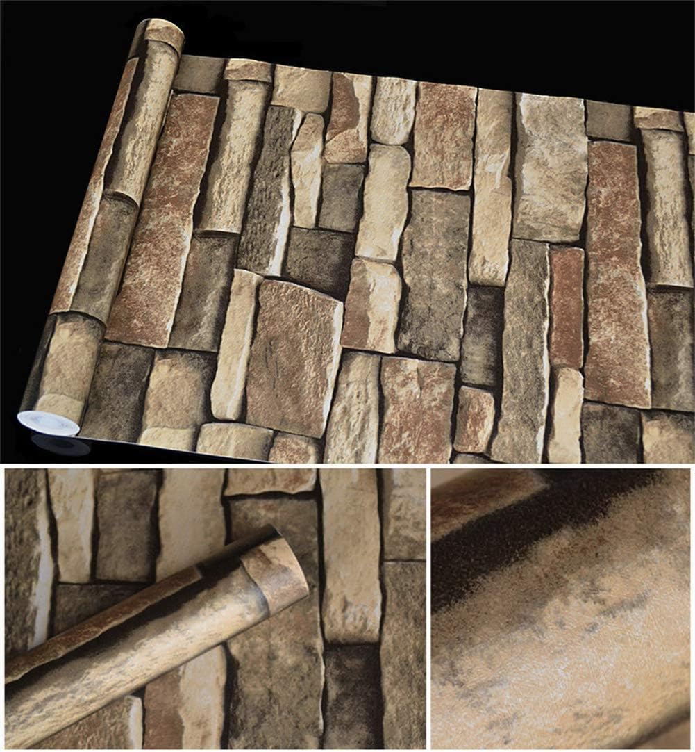 TUOKING Peel and Stick Stone Wallpaper Self-Adhesive Removable Wallpaper Home Decoration for
