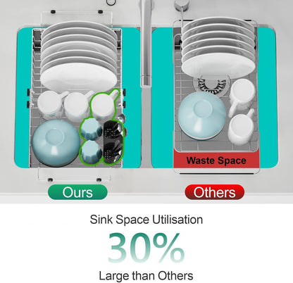 GSlife Expandable in Sink Dish Drying Rack - Stainless Steel Capacity Adjustable Over The Sink Dish