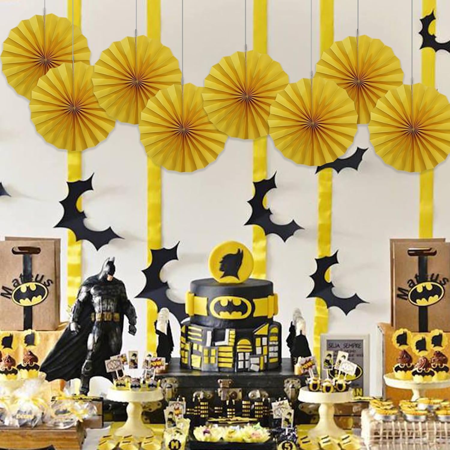 BARTHEW Yellow Birthday Decorations,DIY Yellow Paper Fans Hanging Decoration ,Party Supplies Party