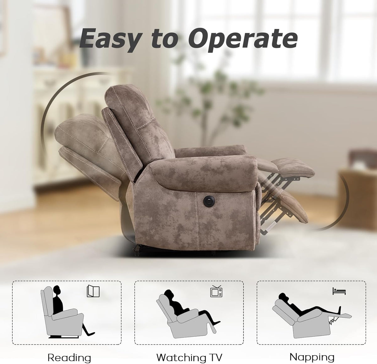 EBELLO 2 Pieces Reclining Couch Furniture Set for Living Room, 1 Seat Power Recliner and a 3 Seater