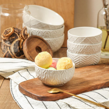 Sureasy Ceramic Ice Cream Bowls Set of 4-12 oz White Small Dessert Bowls for Kitchen, Perfect for