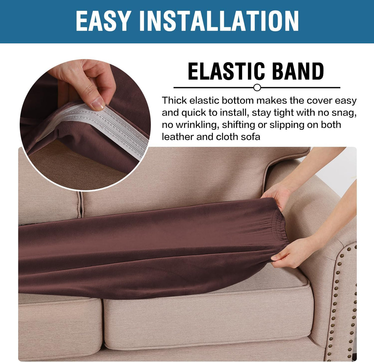 H.VERSAILTEX Velvet Stretch Individual Couch Cushion Cover Plush Slipcover for Loveseat Sofa