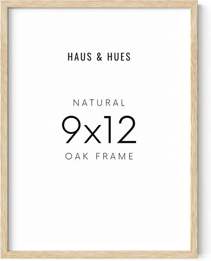 HAUS AND HUES Beige Oak Wood 9x12 Picture Frame - Modern Wood Wall Art Display - Lightweight 9x12
