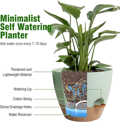 Big Self Watering Pots 12/10/9 inch, Planter, Plant Pots with Mesh Drainage Holes for Indoor
