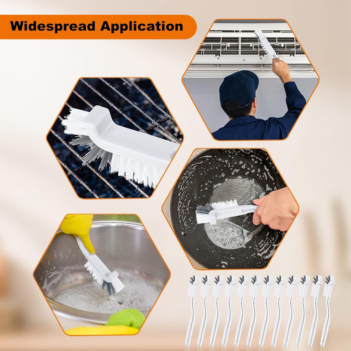 Rtteri 48 Pcs Kitchen Scrub Brush Bulk Plastic Sink Bathroom Cleaning Edge Corner Brush for