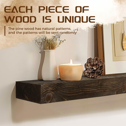 60x8x3 Fireplace Mantel - Solid Rustic Wood - Wall Mounted Floating Shelf with Invisible Heavy Duty