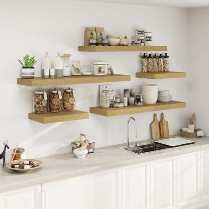 12" Deep Oak Floating Shelves,Over Toilet Long Wall Mounted Modern Farmhouse 36 inches,Wall Shelves