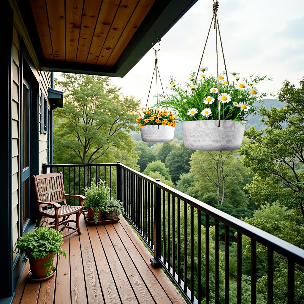 10.7 Inch Hanging Planter for Outdoor Indoor Plants，2 Pack Hanging Flower Pots with Drain Holes for