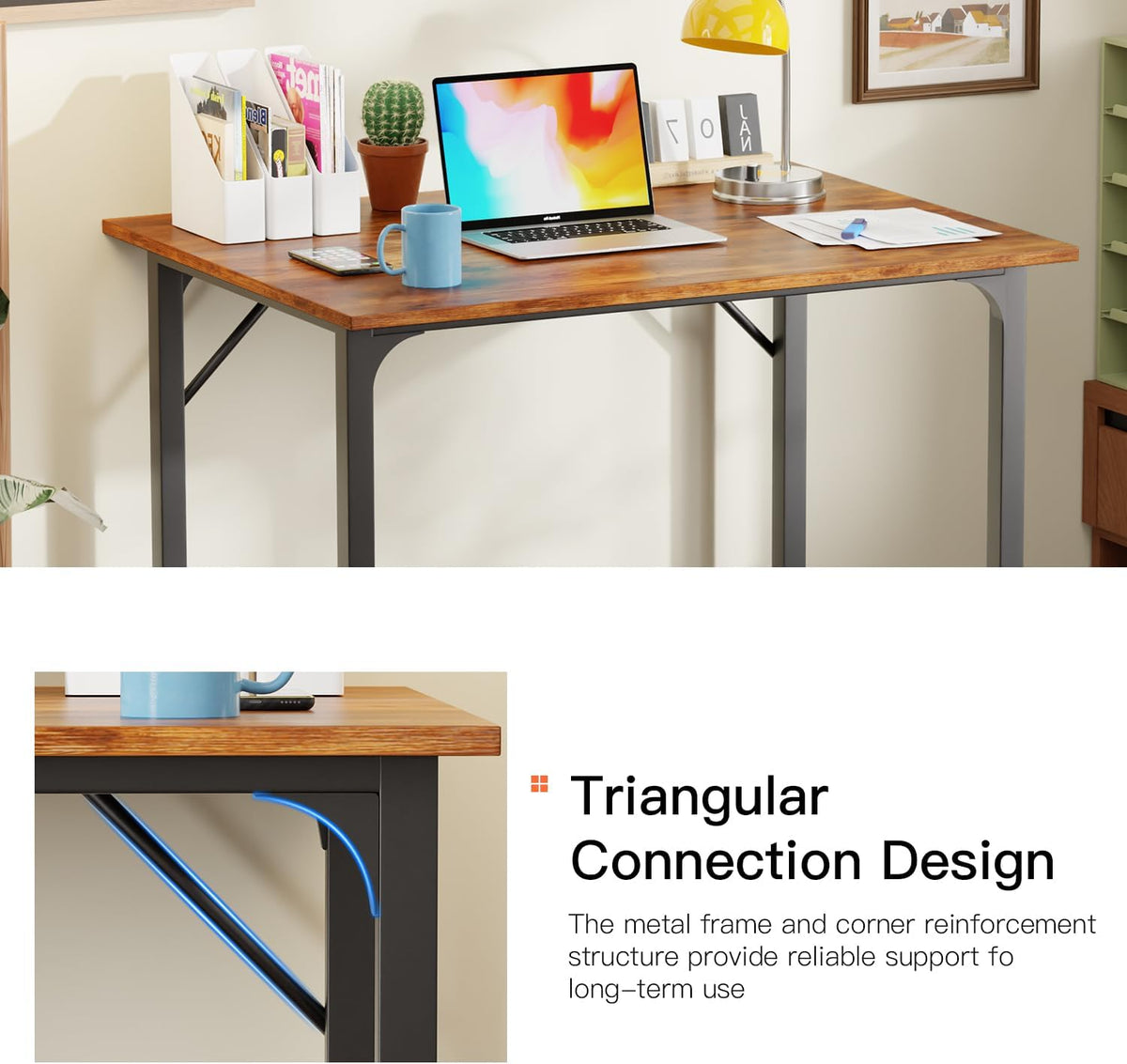 PayLessHere | 32 Inch Computer Desk | Vintage | Office Desk with Metal Frame, Adjustable Feet |
