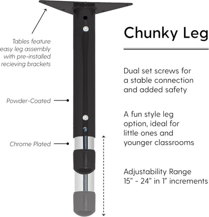 FDP Rectangle Activity School and Kids Classroom Table (24 x 48 inch), Toddler Legs, Adjustable