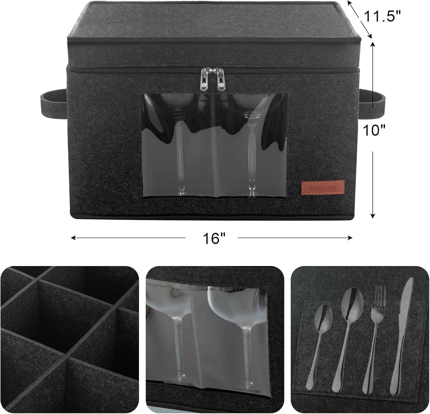 2 Pack Wine Glass Storage Box with Dividers, Stemware Storage Containers for Packing and Moving