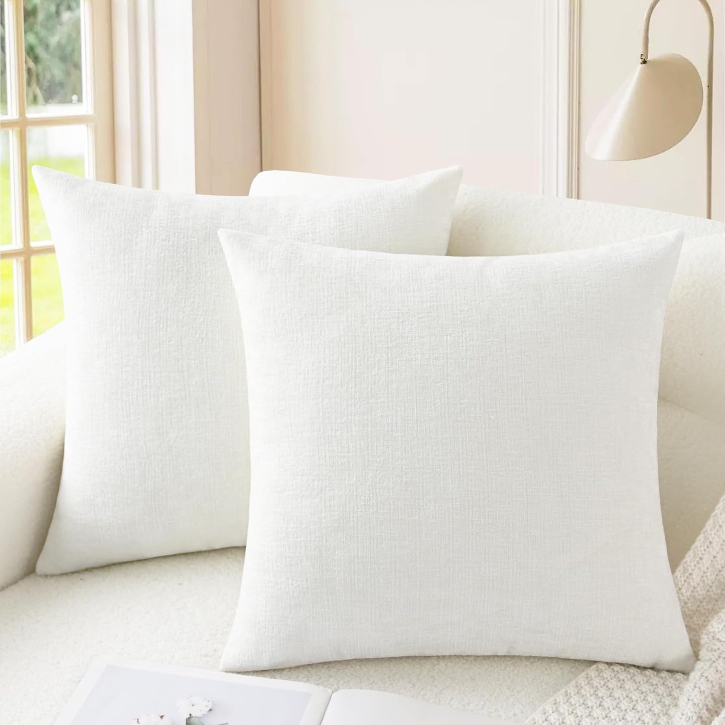 CaliTime Throw Pillow Covers Decorative 18 X 18 Inches Pack of 2 Cozy Chenille Cushion Cases for