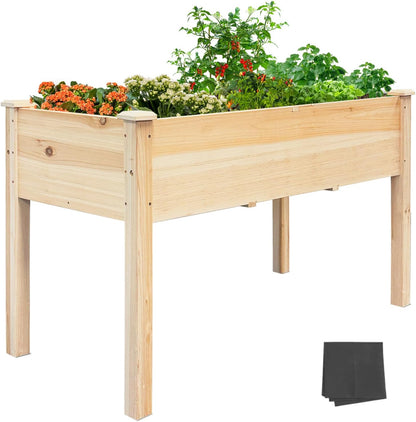 BSP Raised Garden Bed with Legs Outdoor Elevated Planter Box Flower Bed Wood Planter for Vegetable