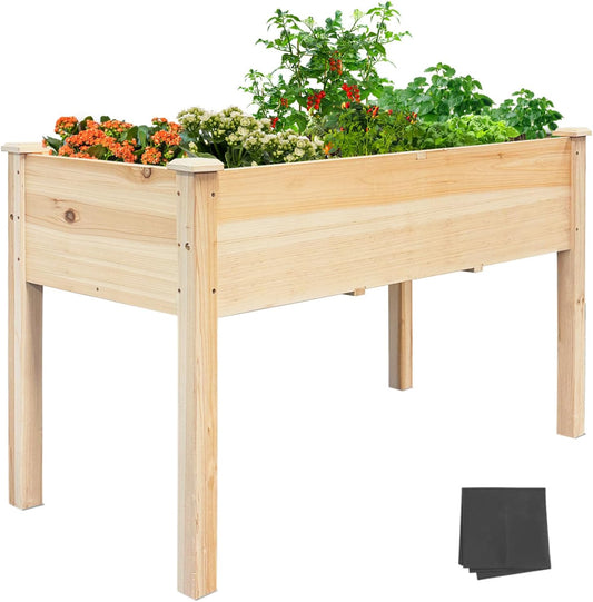 BSP Raised Garden Bed with Legs Outdoor Elevated Planter Box Flower Bed Wood Planter for Vegetable