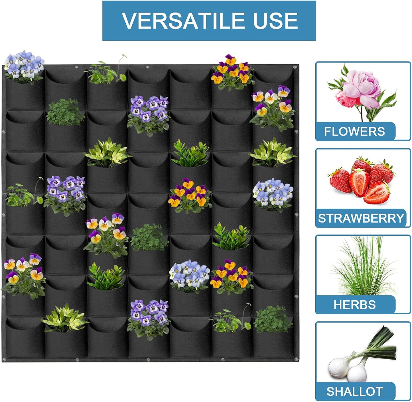 49 Pockets Hanging Planter Bags, Hanging Vertical Wall Mounted Plant Planting Grow Bags, Herb