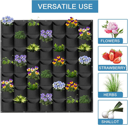 49 Pockets Hanging Planter Bags, Hanging Vertical Wall Mounted Plant Planting Grow Bags, Herb