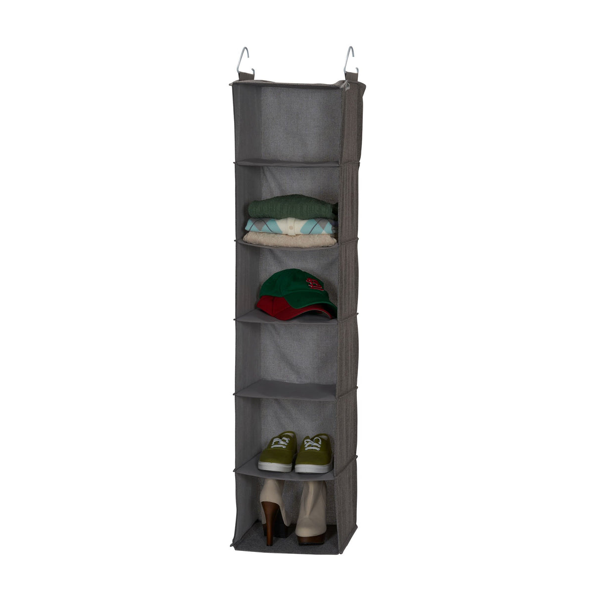 Household Essentials 6-Shelf Linen Hanging Closet Organizer, Gray