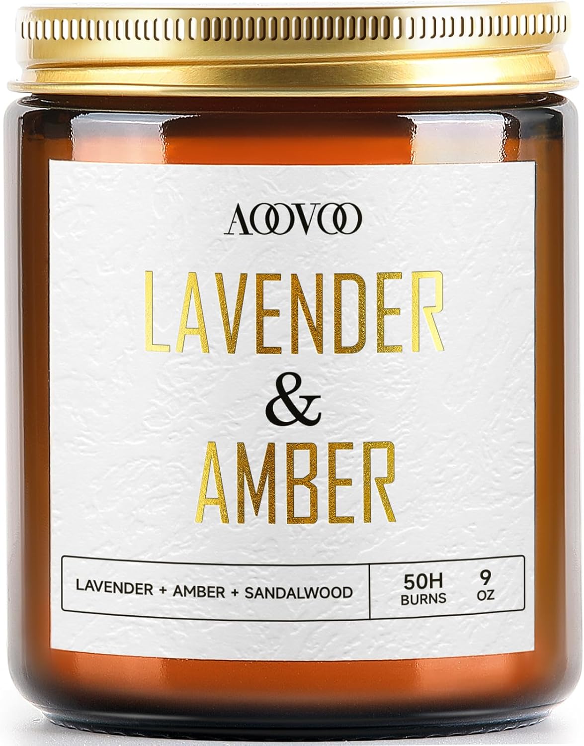AOOVOO Lavender Amber Candles - 9 oz Scented Candles, Aromatherapy Candle, Soy Candle for Home
