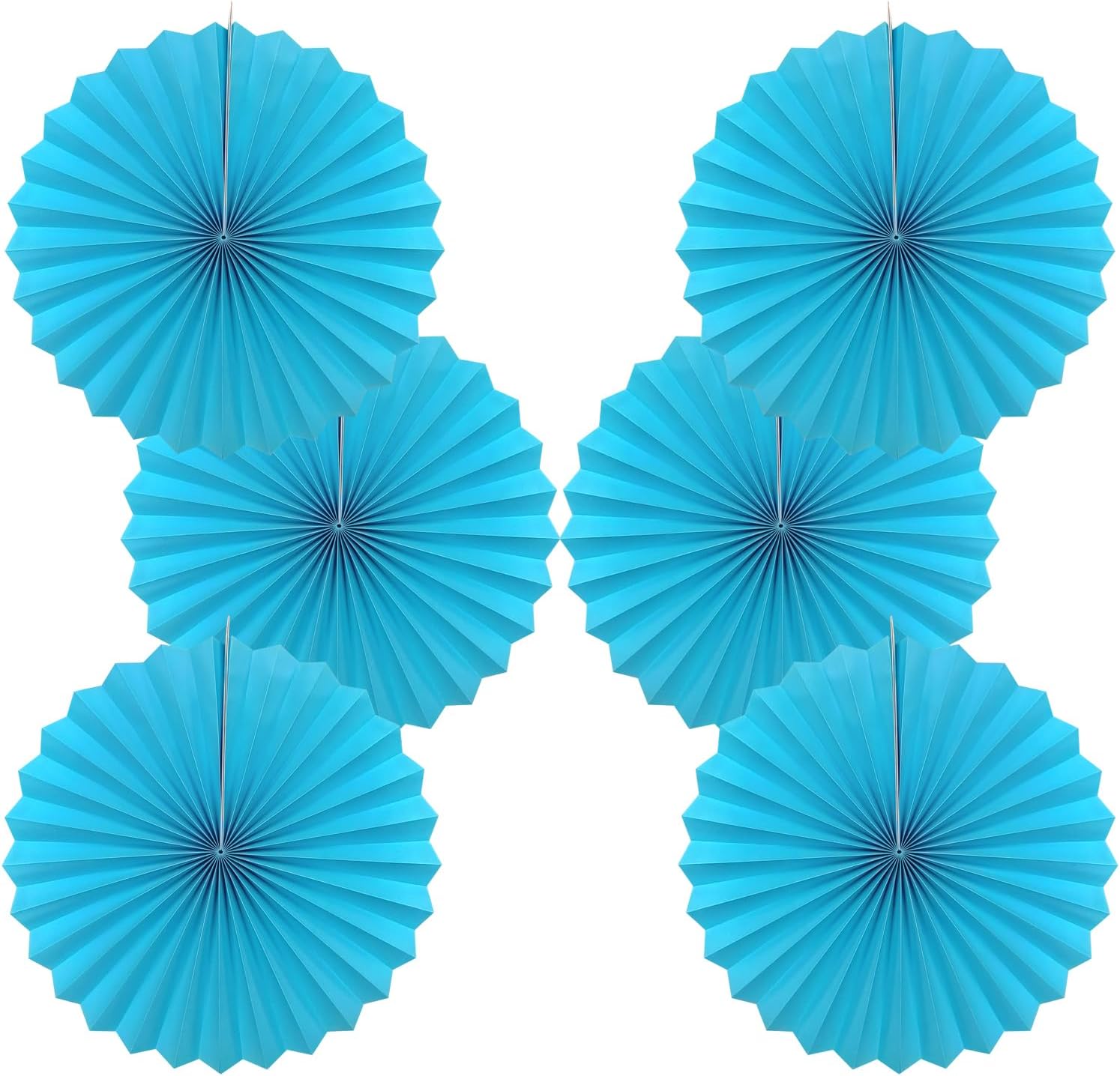 BARTHEW Blue Hanging Paper Fans,Blueaccessories Paper Decorations for Party,Blue Harmony Classroom