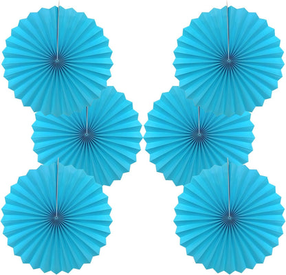 BARTHEW Blue Hanging Paper Fans,Blueaccessories Paper Decorations for Party,Blue Harmony Classroom