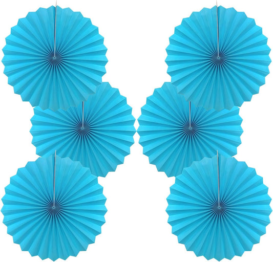 BARTHEW Blue Hanging Paper Fans,Blueaccessories Paper Decorations for Party,Blue Harmony Classroom