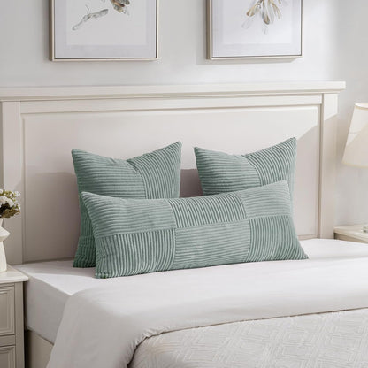 Fancy Homi 2 Packs Grey Blue Euro Decorative Throw Pillow Covers 28x28 Inch for Couch Bed Sofa
