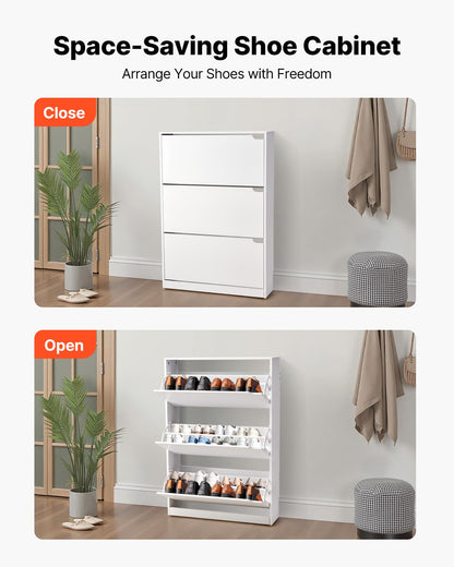 VEVOR Shoe Cabinet with 3 Flip Drawers, Modern Shoes Storage Cabinet with Anti-Tipping Device