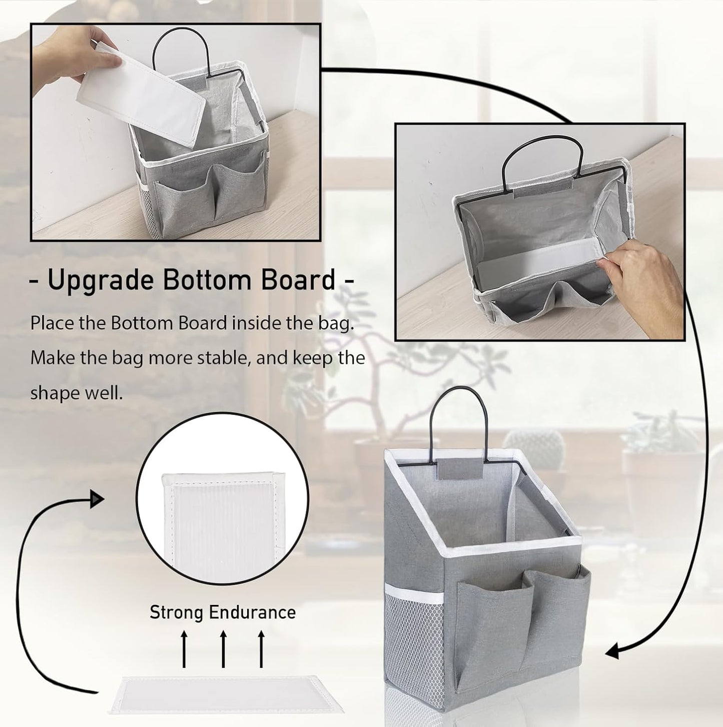 3pcs Small Wall Hanging Organizer Bag, Linen Fabric Door Hanging Storage Basket with Pockets