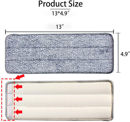 10 Pack 13 * 4.9" Generic Mop Pads Mop Head Refill Washable Wet/Dry Mops Flat Compatible with Most
