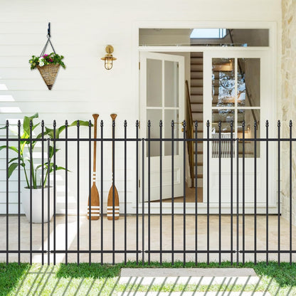 Metal Garden Fence 42 in H x 11.5 ft L, Border Fence Panels Animal Barrier for Dogs, No Dig Garden