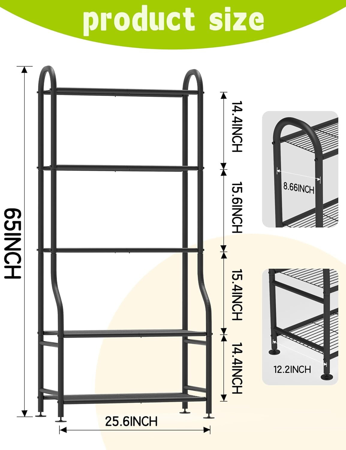 5-Tier Metal Plant Stand Indoor Outdoor, Waterproof Flower Stand for Multiple Pots, Heavy Duty