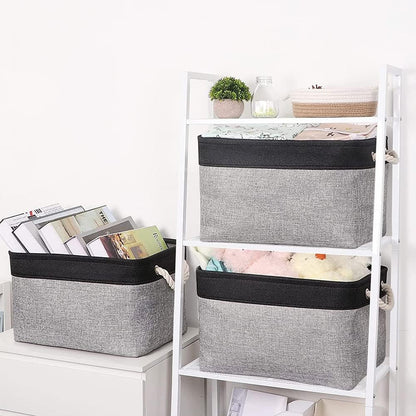 TheWarmHome Organization and Storage Basket for Shelves - 20x16x14 inch Jumbo 3 Pack Collapsible