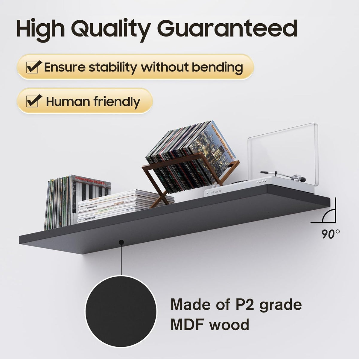 Floating Shelf, Set of 2 Wall Shelf, 24 in W x 12.75 in D x 2 in H Wooden Floating Wall Shelf with