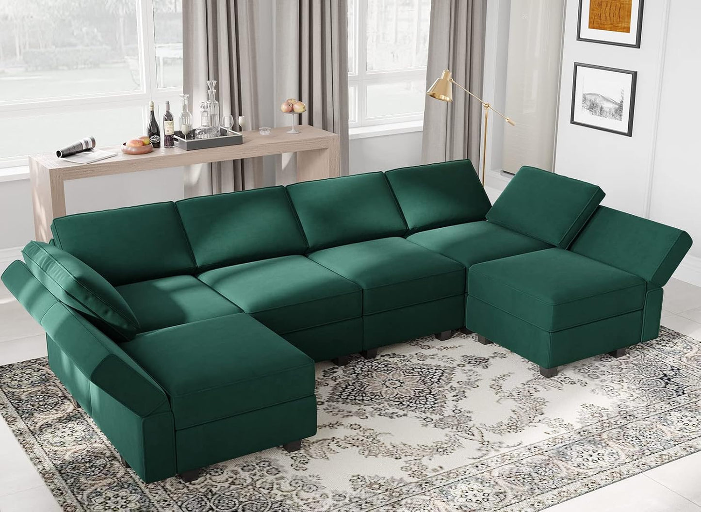 Belffin Modular Sectional Couch U Shaped Sofa with Storage Seat Reversible Sectional Sofa Couch
