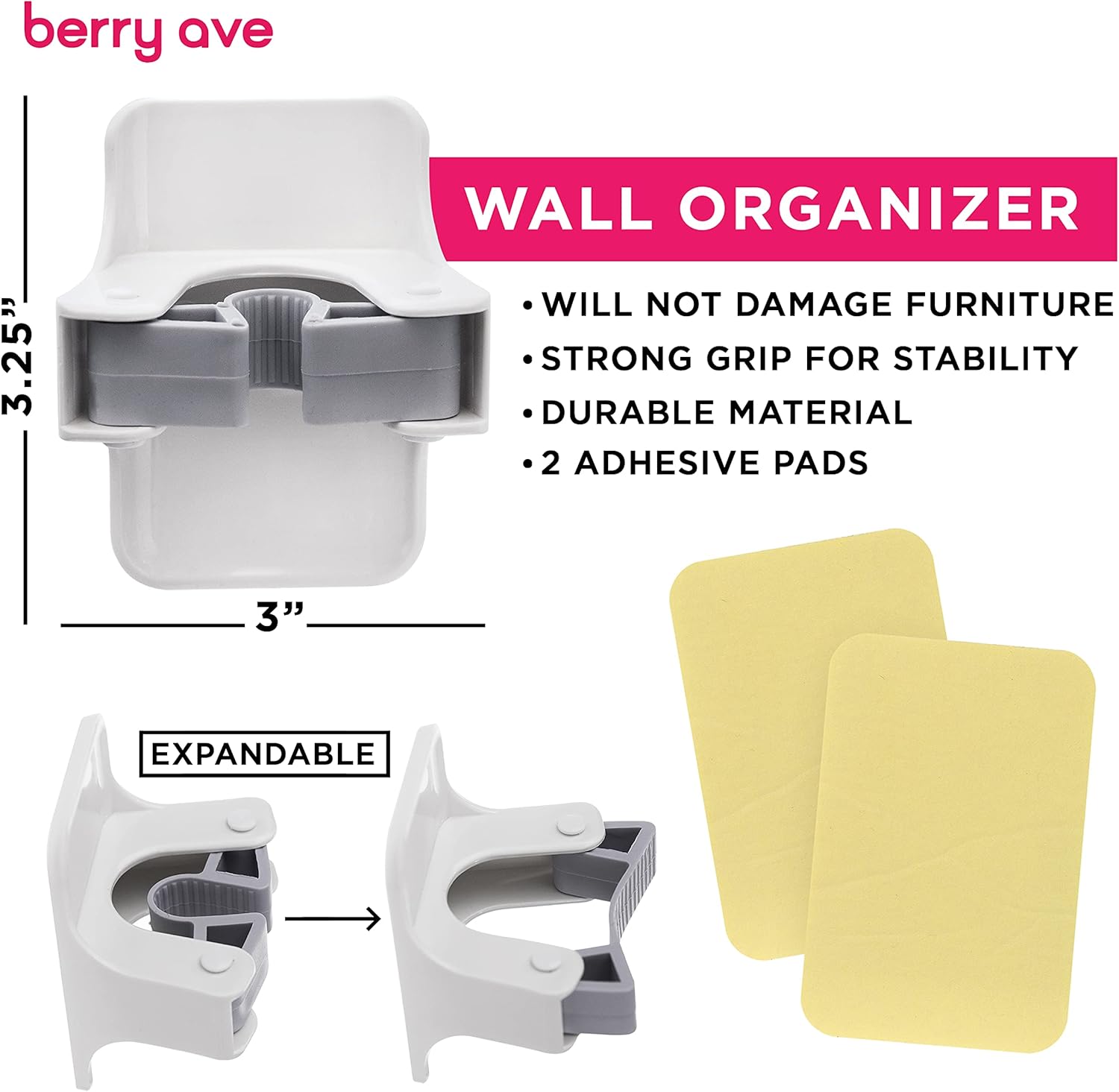 Combo 5 Slot Broom Holder w/ 1 Self Adhesive Mop Gripper No-Drilling, Wall Mount Tool Organizers