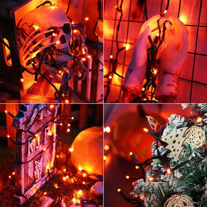Brizled Orange Halloween Lights, 33ft 100 LED 5mm Wide Angle Orange Halloween String Lights, 120V