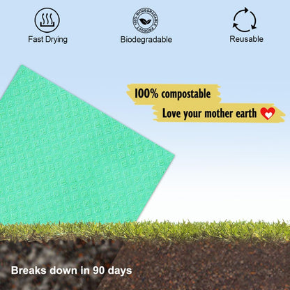 Swedish Dishcloths for Kitchen | 6 Pack Absorbent Cellulose Sponge Cloths Washable | Non-Scratch