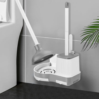 2 Pack Toilet Brush and Plunger Set, 3 in 1 Toilet Bowl Brush and Holder with Crevice Cleaning