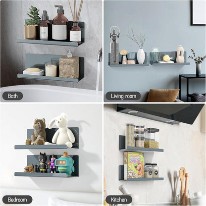 Adhesive Floating Shelves for Wall No Drilling, 12 Inch Acrylic Self Adhesive Shelves, Stick on