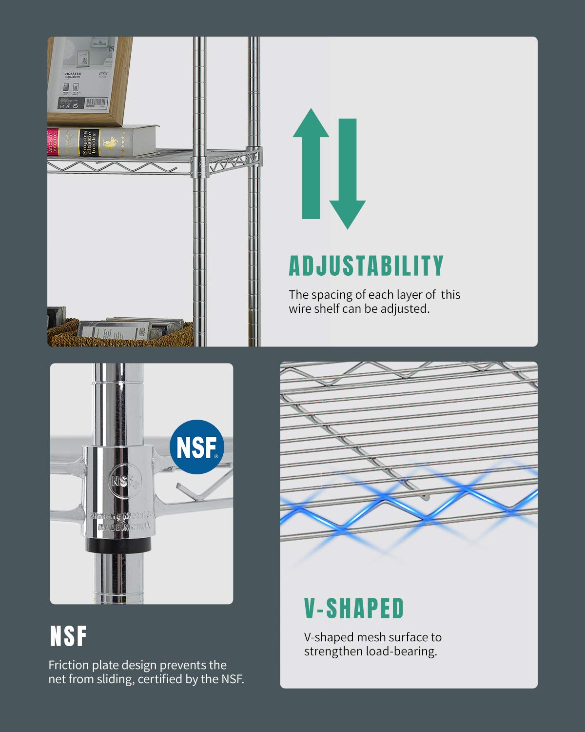 FDW 18x45x82 inch Wire Shelving Unit with Wheels Steel 6 Tier Heavy Duty Layer Rack Storage Metal