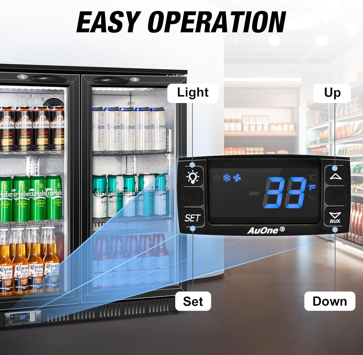 Beverage Refrigerator, 53.15W Inch 12 Cu.Ft Drink Fridge, Back Bar Beer Fridge with 3 Glass Door