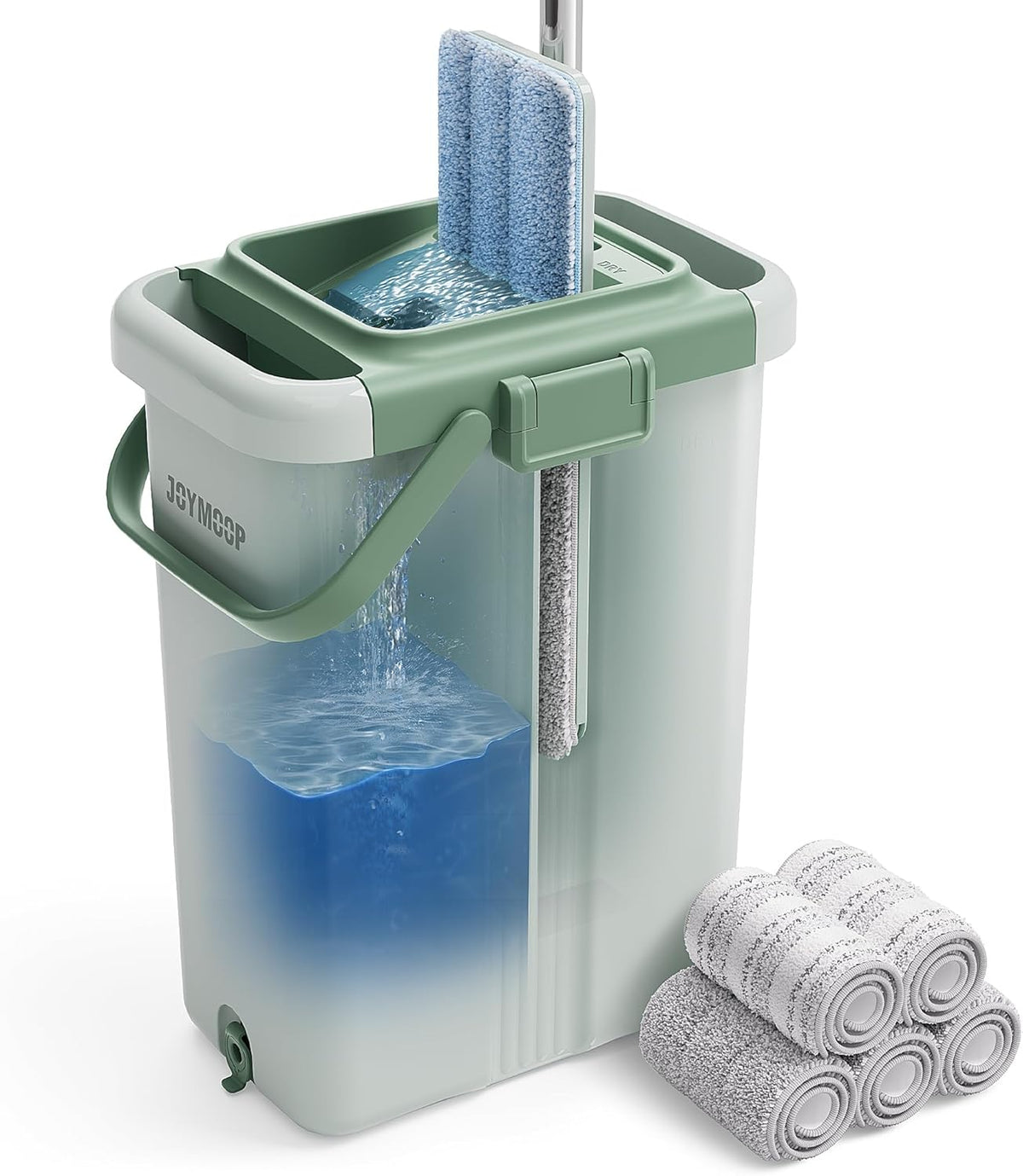 JOYMOOP Mop and Bucket Set - Mops for Floor Cleaning & Wall Cleaner with Long Handle, Include 5